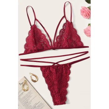 Kadın Bordo Dantel Sütyen Külot Takımı – Modern, Konforlu ve Günlük Kombinlere Uygun