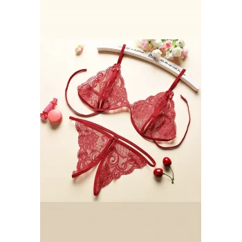 Kadın Bordo Dantelli Sütyen Külot Takımı – Modern, Konforlu ve Günlük Kombinlere Uygun