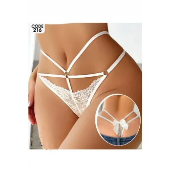 Kadın Fantezi İç Giyim Tanga Külot Perfect Fall D216 Beyaz