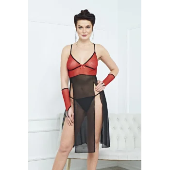 Kadın Şık Fantezi Uzun Elbise Gecelik Harness 3864 - Royaleks