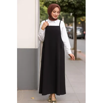 Kadın Siyah Basic Ayarlanabilir Askılı Jile Elbise – Şık, Rahat ve 4 Mevsim Kullanıma Uygun