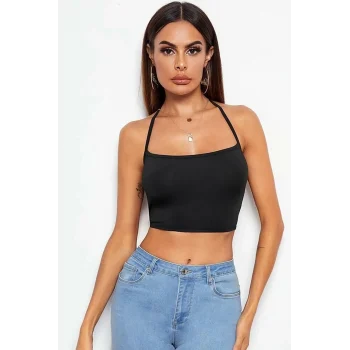 Kadın Siyah Belden Bağlamalı Şık Büstiyer – Modern ve Şık Tasarım