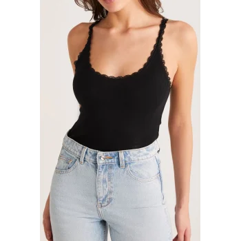Kadın Siyah Normal Kalıp Dantel Detalı Ince Askılı Oyuk Yaka Atlet – Modern ve Şık Tasarı
