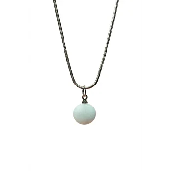 Kalsedon Doğal Taşı Zincirli El Yapımı Kolye Uç: 1,5 cm Zincir: 20 cm Kutulu