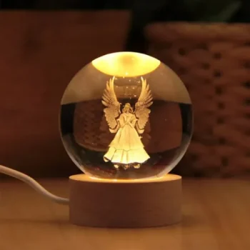 Kanatlı Melek Tasarımlı Işıklı Cam Küre