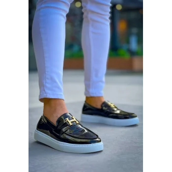 KB-027  Kuback Bağcıksız Siyah Rugan H Günlük Erkek Ayakkabı