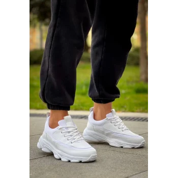 KB-707  Kuback  Beyaz Cilt Yüksek Taban Bağcıklı Günlük Erkek Ayakkabı