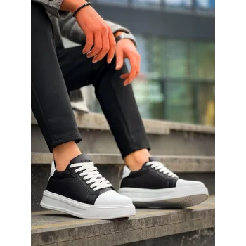 KB-X46 Kuback Siyah Beyaz Yüksek Beyaz Taban Günlük Spor Ayakkabı