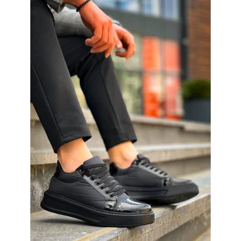 KB-X46 Kuback Siyah Rugan Yüksek Siyah Taban Günlük Spor Ayakkabı