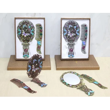 Kelebek Katlanabilir Ayna Ve Tarak Seti Büyük Boy