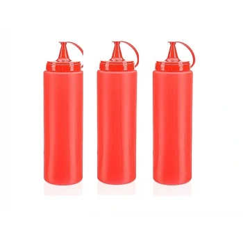 Ketçap Şişesi - 1000ml Dev Boy Kırmızı 3 Adet