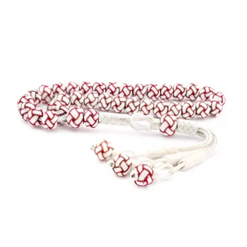 Luz&Pos Kırmızı Beyaz Gümüş Trabzon Kazaziye Tesbih