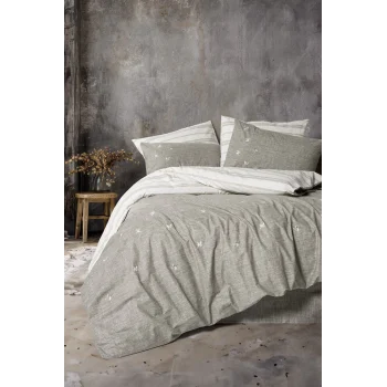 Klein Nakışlı Ranforce Çift Kişilik Nevresim Takımı Moke Kahve