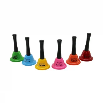 Küçük   Tutmalı - Sallamalı  Restorant Otel Zili Renkli Metal Çap: 6.5cm - Pls.saplı Boy: 12cm