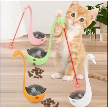 Kuğu Şeklinde Lazerli ve Mama Hazneli Kedi Oyuncağı