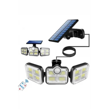 Kumandalı Solar Güneş Enerjili 122 Ledli Hareket Sensörlü Bahçe Aydınlatma Sokak Lambası