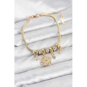 Kutup Yıldızı Model Charmlı Gold Renk Kadın Bileklik