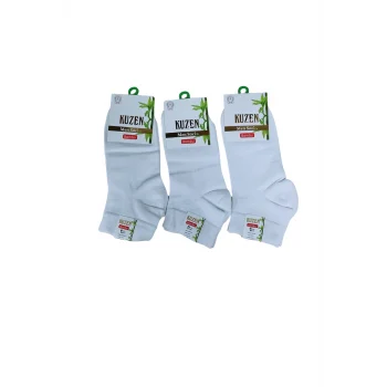 Kuzen Dikişsiz Yarım Konç Beyaz Bambu Erkek Çorap 12 Adet