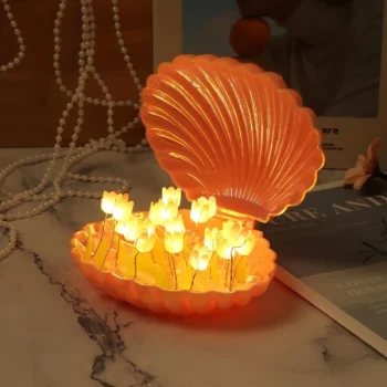 LED Işıklı Kendin Yap Deniz Kabuğu Tasarımlı Lale Lamba