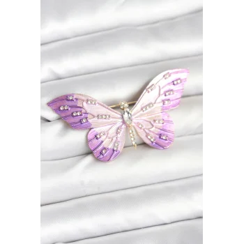 Lila Renk Kelebek Model Broş
