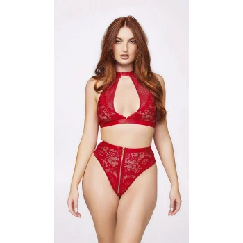 Luz&Pos Arias Closet Fermuar Detaylı Kırmızı Sütyen Külot Takım