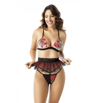 Luz&Pos Arias Closet Nakış Detaylı Fantazi Sütyen Tanga String Takımı