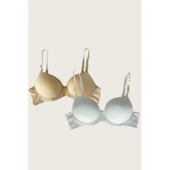 Luz&Pos Arias Closet Ten-beyaz 2li Mikro Kumaş İçi Boş Balenli Günlük Desteksiz Sütyen