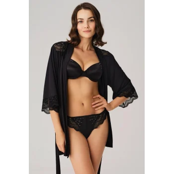 Luz&Pos Arias Closet Dantelli Sabahlık Balenli Destekli Dolgulu Taşlı Sütyen Ve String 3lü Takım