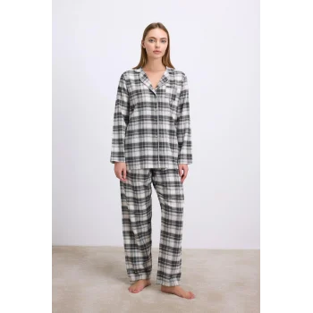 Luz&Pos Arias Closet Kareli Flanel Görünümlü Uzun Kollu 2li Pijama Takımı