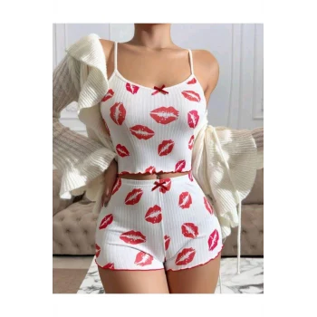 Luz&Pos Arias Closet Kiss Öpücük Beyaz Şortlu Takım