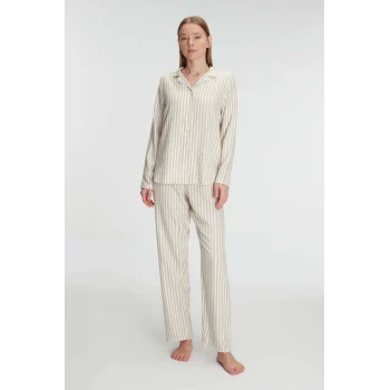 Luz&Pos Arias Closet Uzun Kol Çizgili Gömlek Ve Pantolon Takım Pijama Takımı
