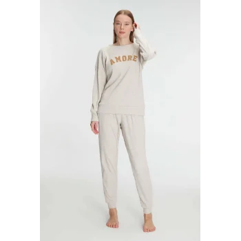 Luz&Pos Arias Closet Yeni Sezon Kışlık Pamuklu Uzun Kol Pijama Takımı