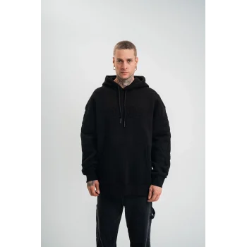 Luz&Pos Double Oversize Kapşonlu Nakışlı Sweatshirt - Siyah