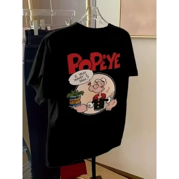 Luz&Pos Erkek Oversize Tişörtü  Popeye The Sailor Retro Vintage Ispanak | Hediye Olarak İdealdir, Farklı Boyutları Mevcuttur. - Siyah