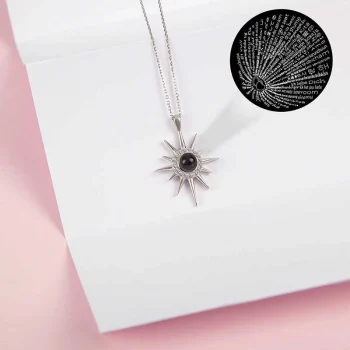 Luz&Pos Gümüş 100 Dilde Seni Seviyorum Kutup Yıldızı Kadın Kolye