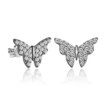 Luz&Pos Gümüş Beyaz Kelebek Küpe