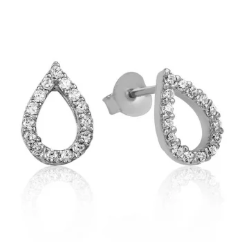 Luz&Pos Gümüş Beyaz Taşlı Damla Çivili Küpe