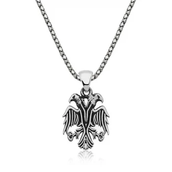 Luz&Pos Gümüş Çift Başlı Kartal Erkek Kolye