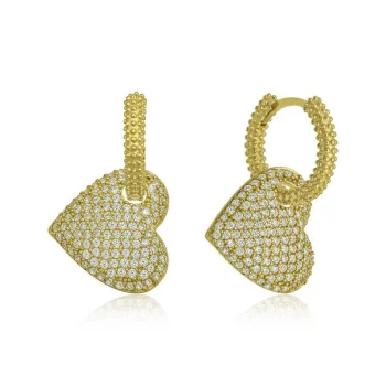 Luz&Pos Gümüş Gold Halka Kalp Bayan Küpe