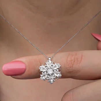 Luz&Pos Gümüş Kar Tanesi Dönen Stres Kadın Kolye