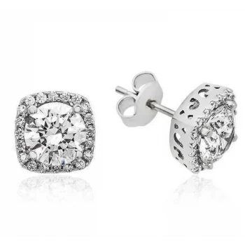 Luz&Pos Gümüş Kare Montür Pırlanta Modeli Küpe