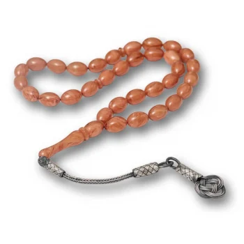 Luz&Pos Gümüş Kazaz Püsküllü Sıkma Kehribar Tesbih