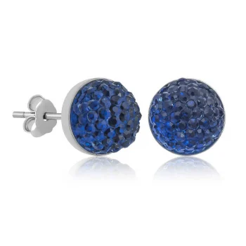 Luz&Pos Gümüş Kristal Mavi Çivili Küpe