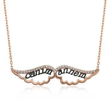 Luz&Pos Gümüş Melek Canım Annem Bayan Kolye