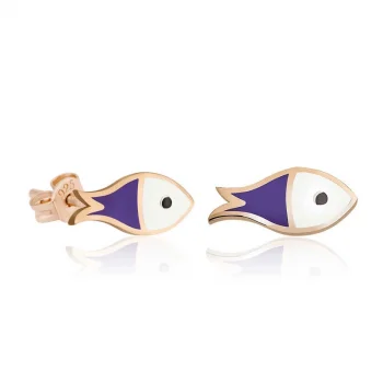 Luz&Pos Gümüş Mor Balık Küpe