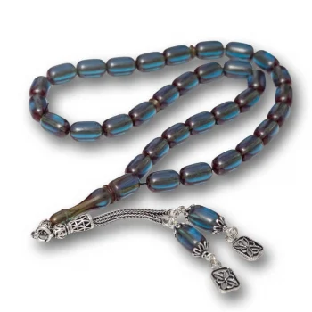 Luz&Pos Gümüş Püsküllü Kapsül Kesim Sıkma Kehribar Tesbih