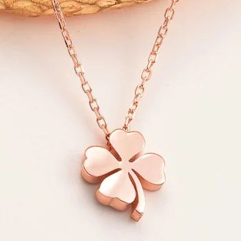 Luz&Pos Gümüş Rose Dört Yapraklı Yonca Kadın Kolye