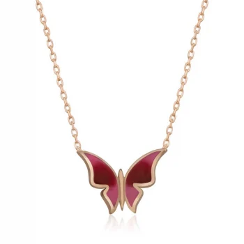 Luz&Pos Gümüş Rose Minimal Kelebek Bayan Kolye