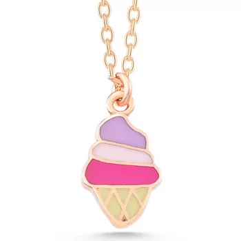 Luz&Pos Gümüş Rose Renkli Dondurma Kadın Kolye