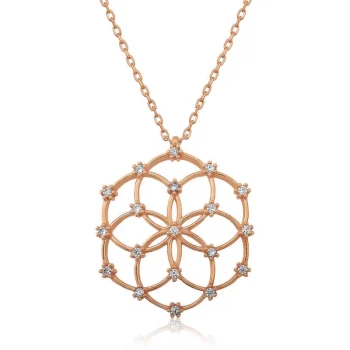 Luz&Pos Gümüş Rose Yaşam Çiçeği Kolye